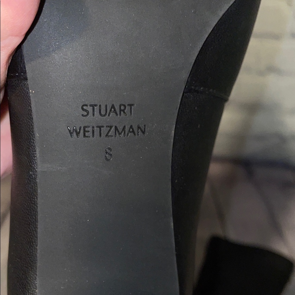 Stuart Weitzman Black Heeled Boots Size 8 Leather Designer Ankle/Booties - Picture 6 of 13